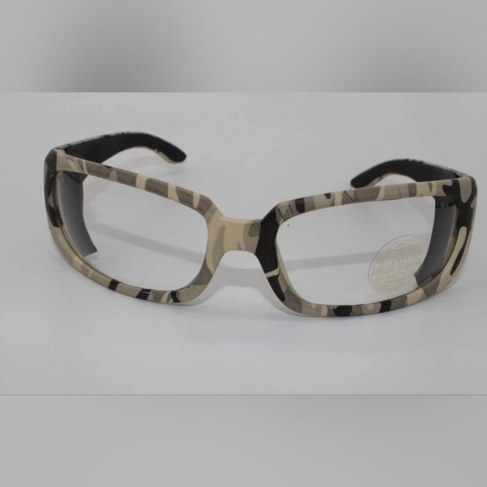 Body Glove 90411 V-Line+ Dual-Lens High Impact Safety Glasses, Camo Frame, Clear